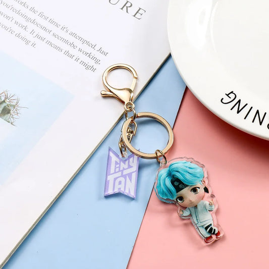 New Fashion Korean Stream Keychain – Cute Cartoon Bulletproof Boy Key Ring