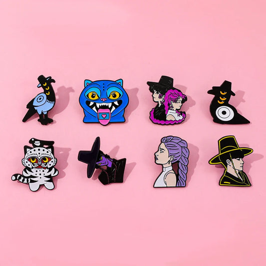 Unique Kpop Demon Hunter Enamel Pin – Fashionable Metal Badge Accessory
