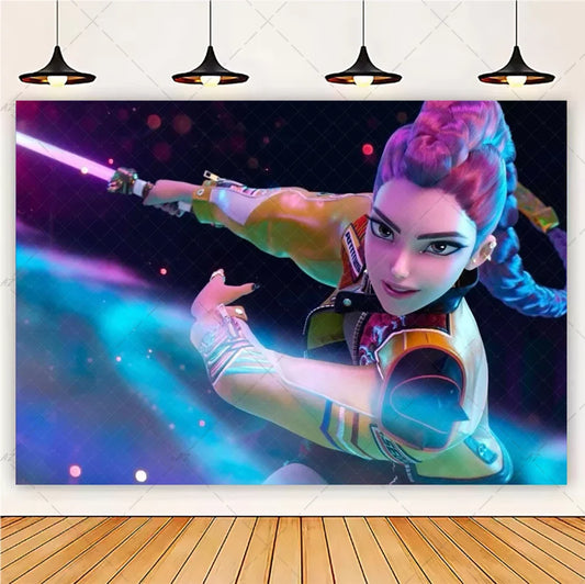 HUNTR/X KPOP Demon Hunters Backdrop – Perfect for Parties and Photography