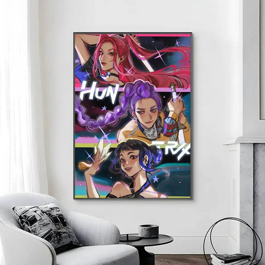 Cartoon Movie K-Pop Demon Hunters Canvas Poster – Art for Fans &amp; Collectors