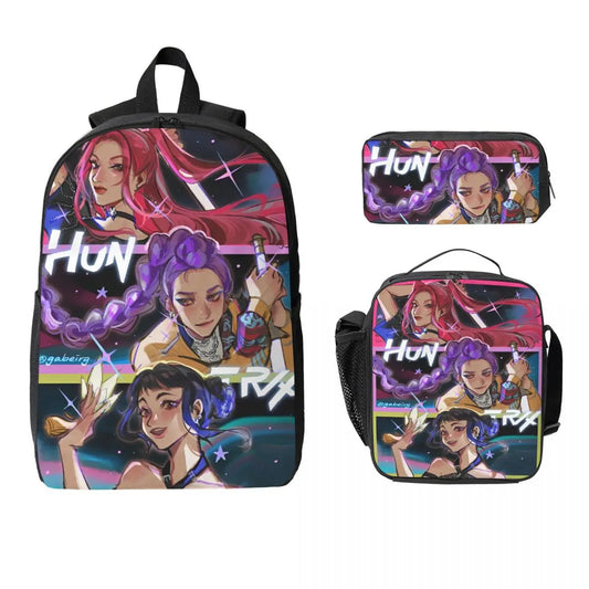 K-pop Demon Hunters Saja Boys School Bags Set – Backpack, Pencil Case &amp; Lunch Box