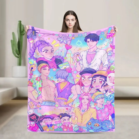 Cozy Up with K-Pop Group Demon Hunters Flannel Blanket