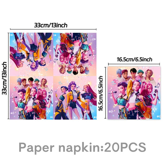Kpop Demon Hunter Party Decor – Complete Disposable Tableware Set