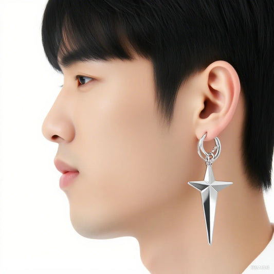 KPop Demon Hunters Jinu Cross Stars Dangle Earrings – Trendy Jewelry for Fans
