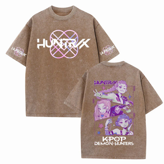 Anime K-Pop Demon Hunters Washed T-shirt – Vintage Style Cotton Tee